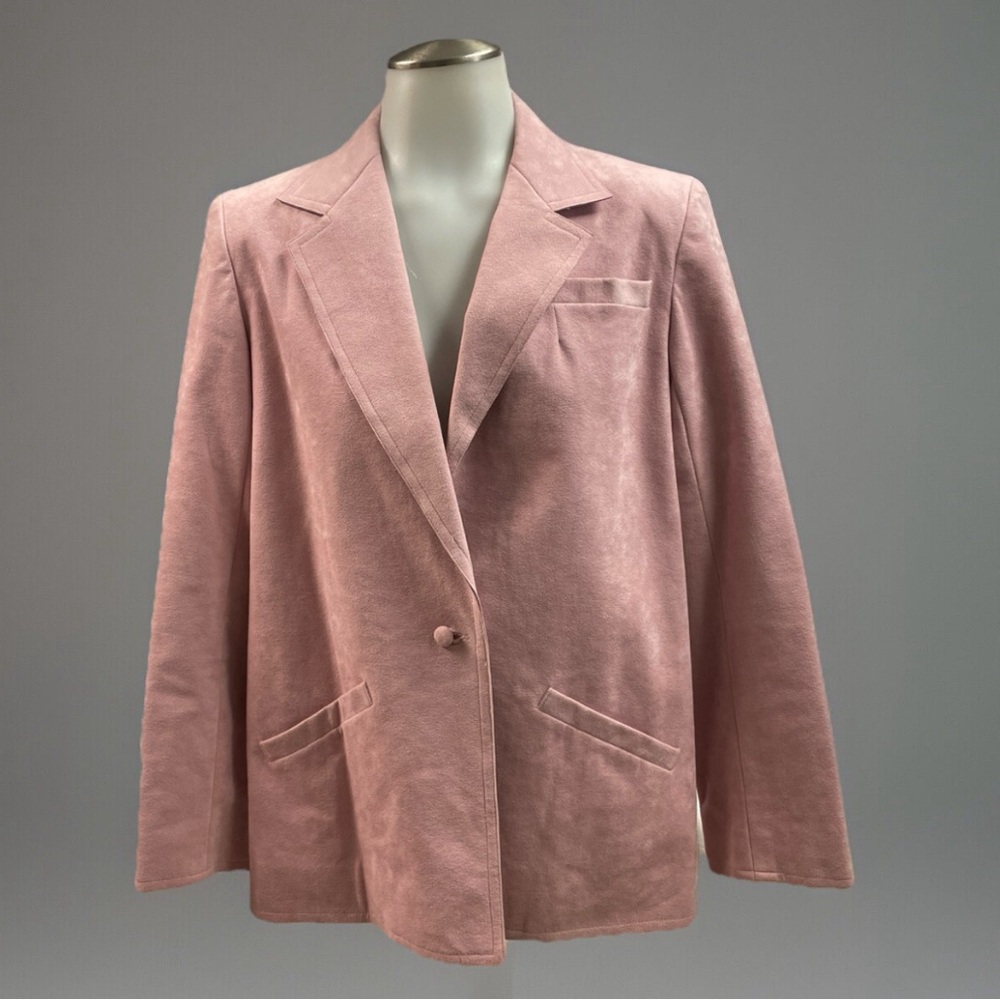 Women’s Vintage Clarissa Ultra Suede Pink Lined Blazer Size 10 1970s